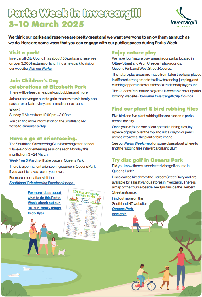 Here is a list of events and activities you can get involved with during Parks Week 2025.